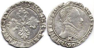 moneda Francia 1/2 de franco 1590