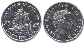 moneda Eastern Caribbean States 25 centavos 2004