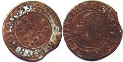 moneda Francia doble denier 1633