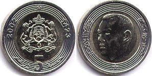 moneda Morocco 5 dirhams 2002