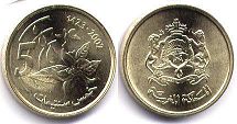 moneda Morocco 5 céntimos 2002