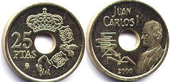 moneda España 25 pesetas 2000