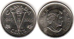  moneda canadiense conmemorativa 5 centavos 2005