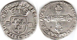 moneda Francia 1/4 ecu 1610