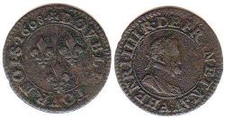 moneda Francia doble denier 1608