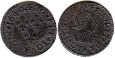 moneda Francia doble denier 1640