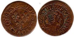 moneda Francia doble denier 1638