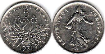moneda Francia 5 francos 1971