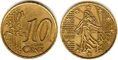 moneda Francia 10 euro cent 1999