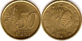 moneda España 50 euro cent 2000