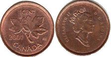 moneda canadiense 1 centavo 2001