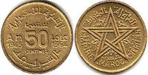 moneda Morocco 50 céntimos 1945