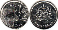 moneda Morocco 1/2 dirham 2012