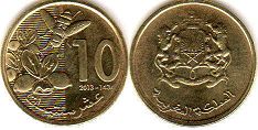 moneda Morocco 10 céntimos 2012