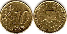 moneda Países Bajos 10 euro cent 2001