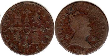 moneda España 8 maravedis 1835