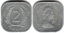 moneda Eastern Caribbean States 2 cents 1981
