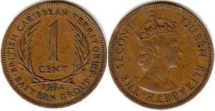 moneda British Caribbean Territories 1 centavo 1964