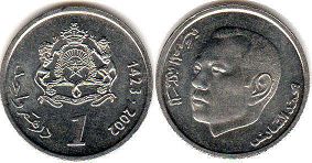moneda Morocco 1 dirham 2002