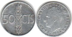 moneda España 50 céntimos 1975