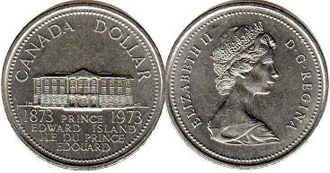  moneda canadiense conmemorativa 1 dólar 1973