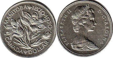  moneda canadiense conmemorativa 1 dólar 1970