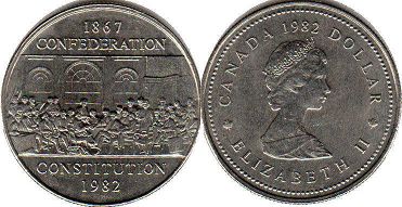  moneda canadiense conmemorativa 1 dólar 1982