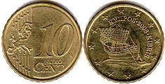 moneda Chipre 10 euro cent 2008