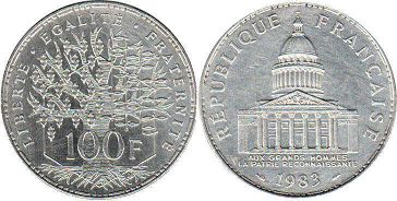moneda Francia 100 francos 1983
