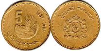 moneda Morocco 5 céntimos 1987