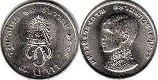 moneda Thailand 1 baht 1972