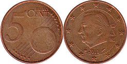 moneda Bélgica 5 euro cent 2011