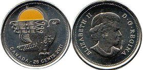  moneda canadiense conmemorativa 25 centavos 2011