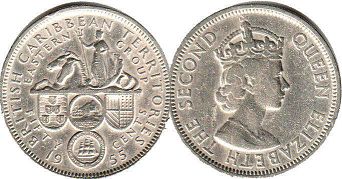 moneda British Caribbean Territories 50 centavos 1955