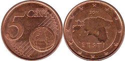 moneda Estonia 5 euro cent 2014