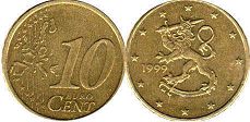moneda Finlandia 10 euro cent 1999