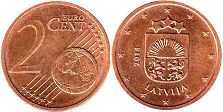 moneda Letonia 2 euro cent 2014