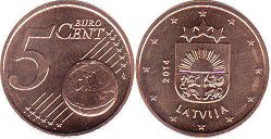 moneda Letonia 5 euro cent 2014