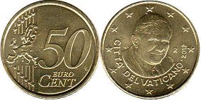 moneda Vaticano 50 euro cent 2012