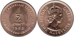 moneda British Caribbean Territories 1/2 cent 1955