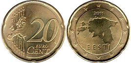 moneda Estonia 20 euro cent 2011
