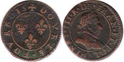 moneda Francia doble denier 1574-1589