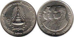 moneda Thailand 2 baht 1989