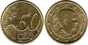 moneda Bélgica 50 euro cent 2014