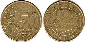 moneda Bélgica 50 euro cent 2004