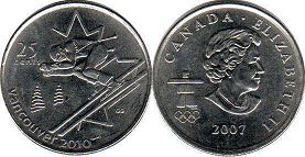  moneda canadiense conmemorativa 25 centavos 2007
