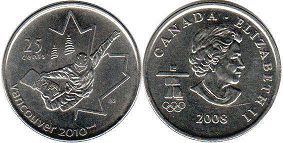  moneda canadiense conmemorativa 25 centavos 2008