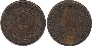 moneda New Brunswick 1 centavo 1861