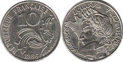 moneda Francia 10 francos 1986
