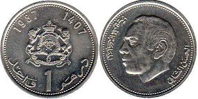 moneda Morocco 1 dirham 1987